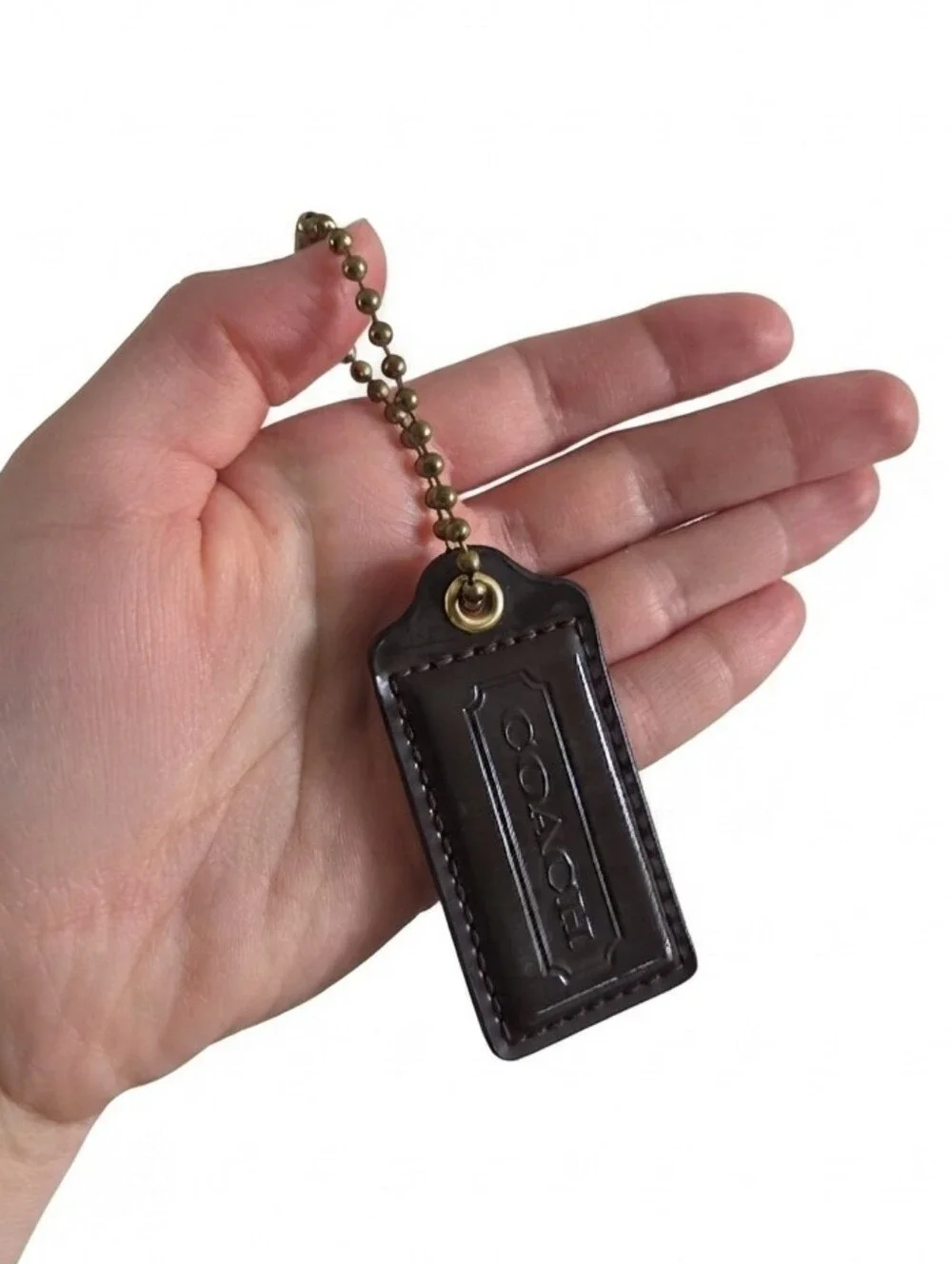 Coach Dark Brown Patent Leather Handbag Hangtag Charm Fob Chocolate